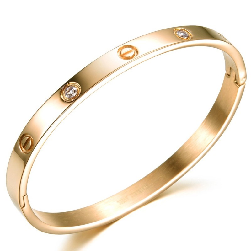 Bracelet Jonc En Titane Pour Femme, De Qualité Stable, Avec Diamant