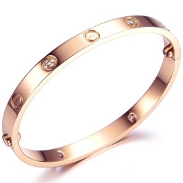 Bracelet Jonc En Titane Avec Strass Pour Femme