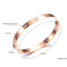 Bracelet Jonc En Titane Avec Strass Pour Femme
