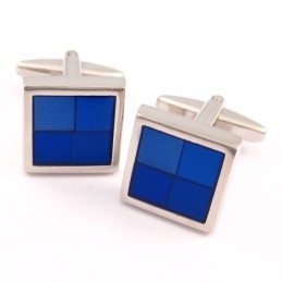 Boutons De Manchette Carrés En Titane Et Bleu