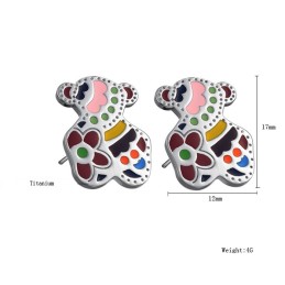 Boucles D'Oreilles En Titane En Forme D'Ours Pour Femme, De Qualité Stable