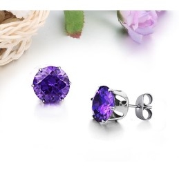 Boucles D'Oreilles En Titane Violet Pour Femme Avec Diamants, Réputées Pour Leur Qualité Supérieure