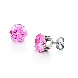 Boucles D'Oreilles En Titane Rose Pour Femme Avec Diamants