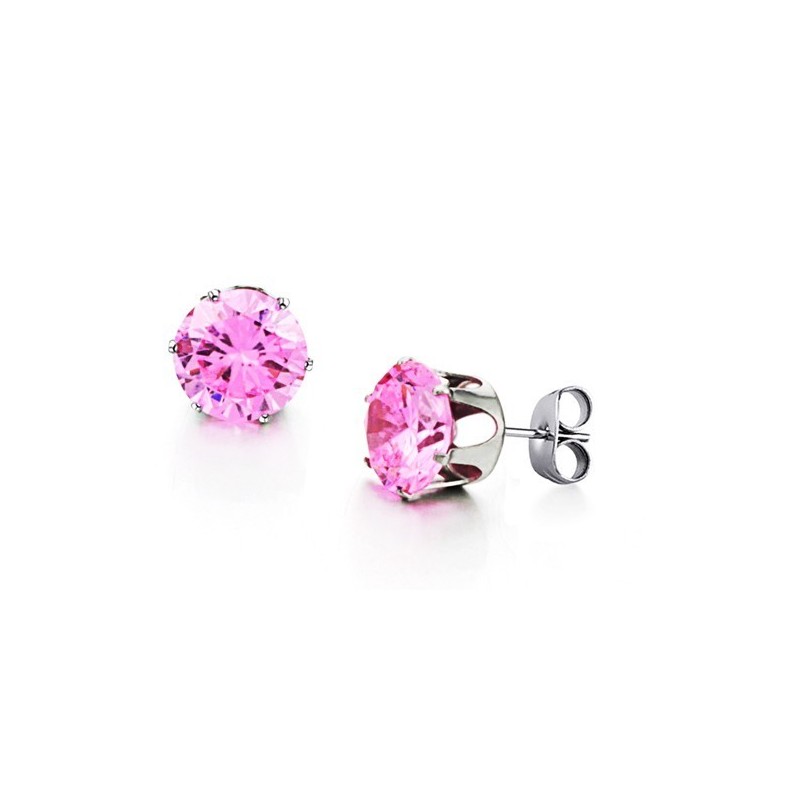 Boucles D'Oreilles En Titane Rose Pour Femme Avec Diamants Boucles D'Oreilles En Titane Rose Pour Femme Avec Diamants