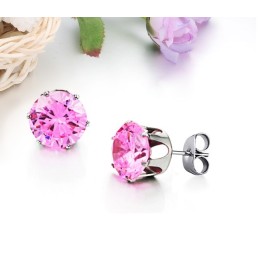 Boucles D'Oreilles En Titane Rose Pour Femme Avec Diamants