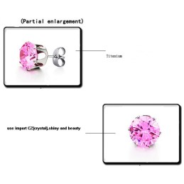Boucles D'Oreilles En Titane Rose Pour Femme Avec Diamants