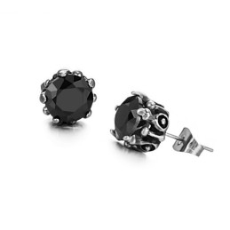 Boucles D'Oreilles En Titane Noir Avec Diamants, De Réputation Fiable