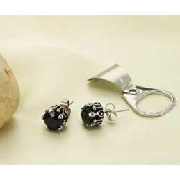 Boucles D'Oreilles En Titane Noir Avec Diamants, De Réputation Fiable