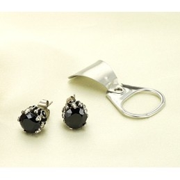 Boucles D'Oreilles En Titane Noir Avec Diamants, De Réputation Fiable