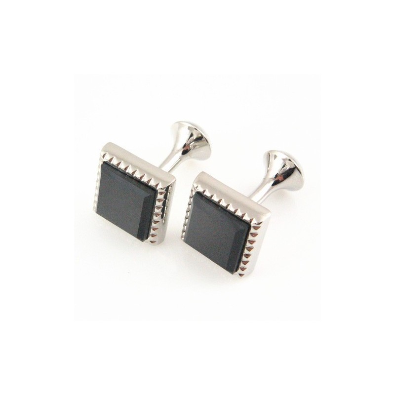 Boutons De Manchette Carrés En Titane Avec Agate Noire Boutons De Manchette Carrés En Titane Avec Agate Noire