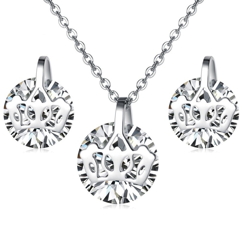 Collier Et Boucles D'Oreilles En Titane Pour Femme, De Qualité Fiable, Avec Strass Collier Et Boucles D'Oreilles En Titane Pour Femme, De Qualité Fiable, Avec Strass