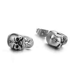Boucles D'Oreilles En Titane Avec Tête De Mort Et Diamant Pour Femme, Performance Fiable