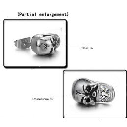 Boucles D'Oreilles En Titane Avec Tête De Mort Et Diamant Pour Femme, Performance Fiable