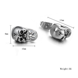 Boucles D'Oreilles En Titane Avec Tête De Mort Et Diamant Pour Femme, Performance Fiable