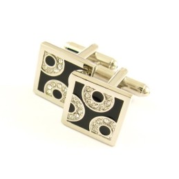Boutons De Manchette Carrés En Titane Et Plaqué Ip Noir Avec Diamants