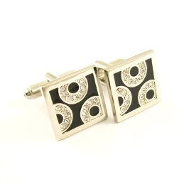Boutons De Manchette Carrés En Titane Et Plaqué Ip Noir Avec Diamants