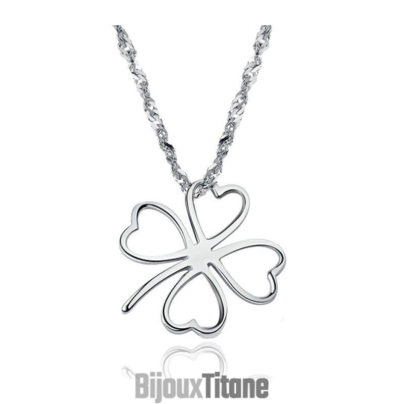 Collier En Titane Plaqué En Forme De Trèfle Pour Femme, Facile À Utiliser