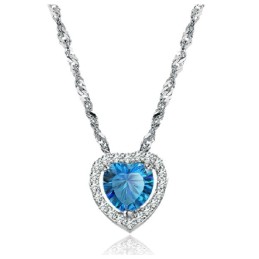 Collier En Titane Plaqué Platine Pour Femme De Haute Qualité Avec Strass