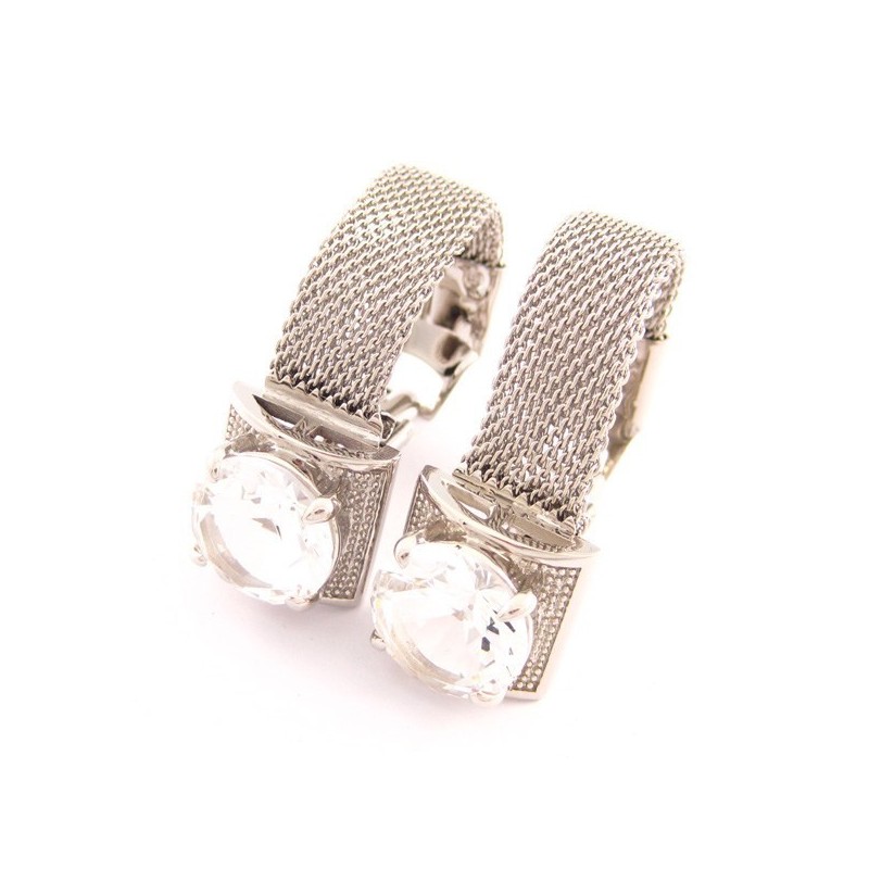 Boutons De Manchette Tendance En Titane Avec Cristaux Scintillants Boutons De Manchette Tendance En Titane Avec Cristaux Scintillants