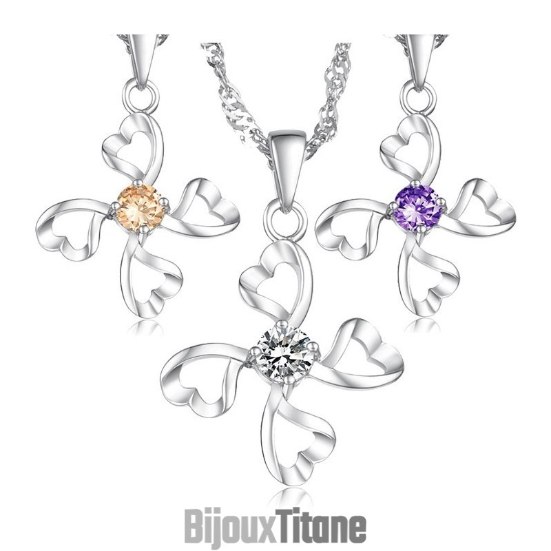 Collier En Titane Plaqué Platine Pour Femme De Haute Qualité Avec Diamant