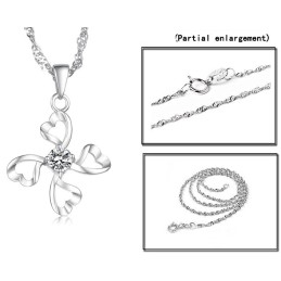 Collier En Titane Plaqué Platine Pour Femme De Haute Qualité Avec Diamant