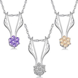 Collier En Titane Plaqué Platine En Forme D'Aile Féminine Facile À Utiliser Avec Strass