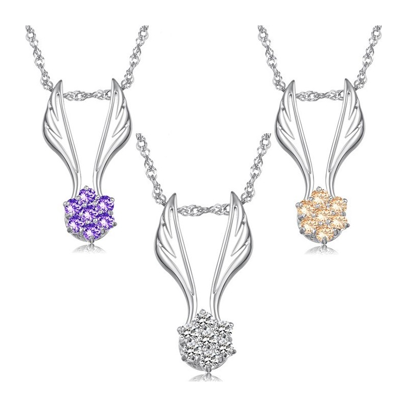 Collier En Titane Plaqué En Forme D'Aile Féminine Facile À Utiliser Avec Strass