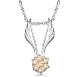 Collier En Titane Plaqué En Forme D'Aile Féminine Facile À Utiliser Avec Strass