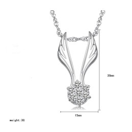 Collier En Titane Plaqué En Forme D'Aile Féminine Facile À Utiliser Avec Strass