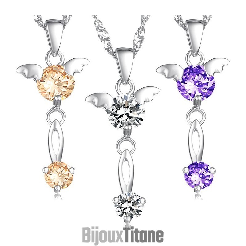 Collier En Titane Plaqué Violet Pour Femme, De Qualité Stable, Avec Diamant