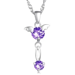 Collier En Titane Plaqué Violet Pour Femme, De Qualité Stable, Avec Diamant