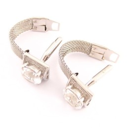 Boutons De Manchette Tendance En Titane Avec Cristaux Scintillants
