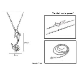 Collier En Titane Plaqué Platine En Forme De Dauphin Féminin Avec Diamant, De Renommée Mondiale