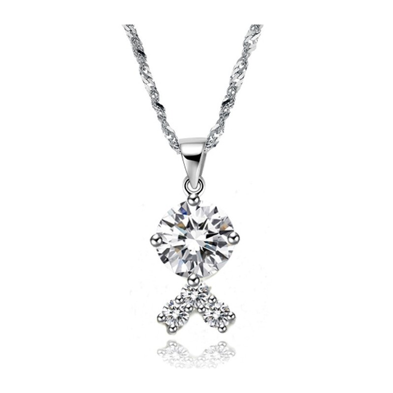 Collier En Titane Plaqué Platine Pour Femme, De Qualité Fiable, Avec Strass Collier En Titane Plaqué Platine Pour Femme, De Qualité Fiable, Avec Strass