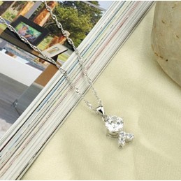 Collier En Titane Plaqué Platine Pour Femme, De Qualité Fiable, Avec Strass