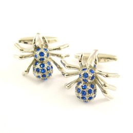 Boutons De Manchette Araignée Mystérieuse En Titane Avec Diamants Bleus