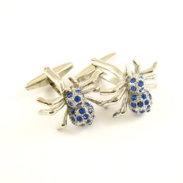 Boutons De Manchette Araignée Mystérieuse En Titane Avec Diamants Bleus