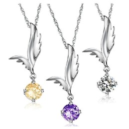 Collier En Titane Plaqué Platine En Forme D'Aile Pour Femme, De Qualité Fiable, Avec Strass
