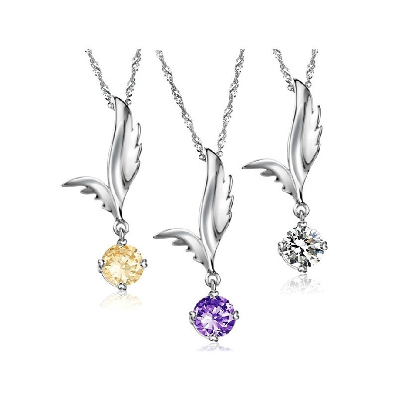 Collier En Titane Plaqué En Forme D'Aile Pour Femme, De Qualité Fiable, Avec Strass