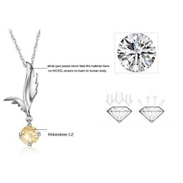 Collier En Titane Plaqué En Forme D'Aile Pour Femme, De Qualité Fiable, Avec Strass