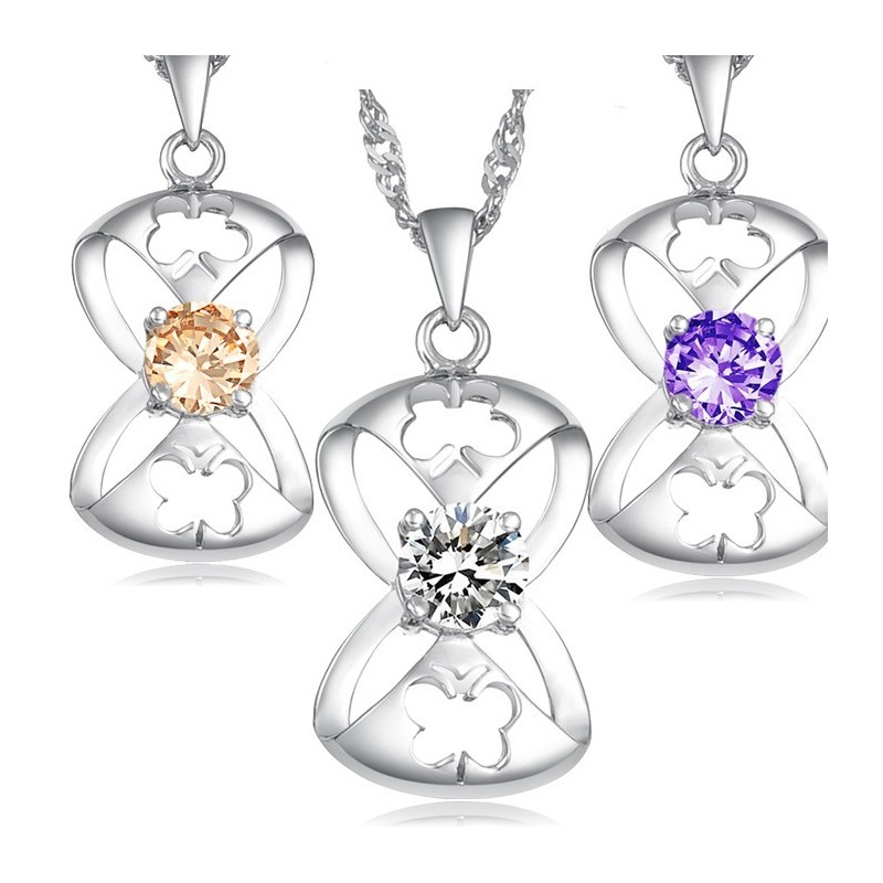 Collier En Titane Plaqué Platine En Forme De Papillon Pour Femme, Grande Variété