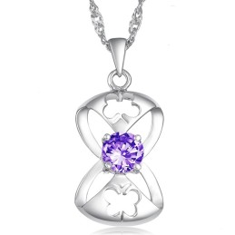 Collier En Titane Plaqué Platine En Forme De Papillon Pour Femme, Grande Variété