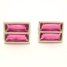 Boutons De Manchette Oblongs En Titane Avec Cristal Peachblow Resplendissant