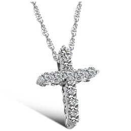 Collier En Titane Plaqué Platine Avec Croix Pour Femme, De Réputation Fiable, Avec Strass