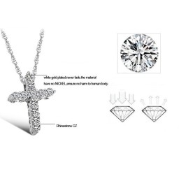 Collier En Titane Plaqué Platine Avec Croix Pour Femme, De Réputation Fiable, Avec Strass