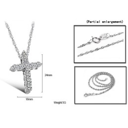 Collier En Titane Plaqué Platine Avec Croix Pour Femme, De Réputation Fiable, Avec Strass