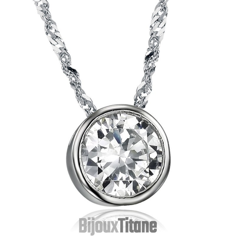 Collier En Titane Plaqué Platine Avec Strass Pour Femme Collier En Titane Plaqué Platine Avec Strass Pour Femme