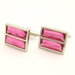 Boutons De Manchette Oblongs En Titane Avec Cristal Peachblow Resplendissant