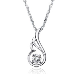 Collier En Titane Plaqué Platine Avec Diamants Pour Femme