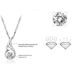 Collier En Titane Plaqué Platine Avec Diamants Pour Femme